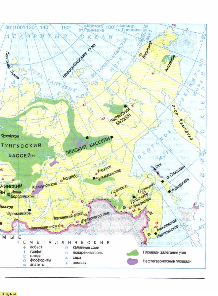 Месторождения полезных ископаемых на Дальнем востоке на карте