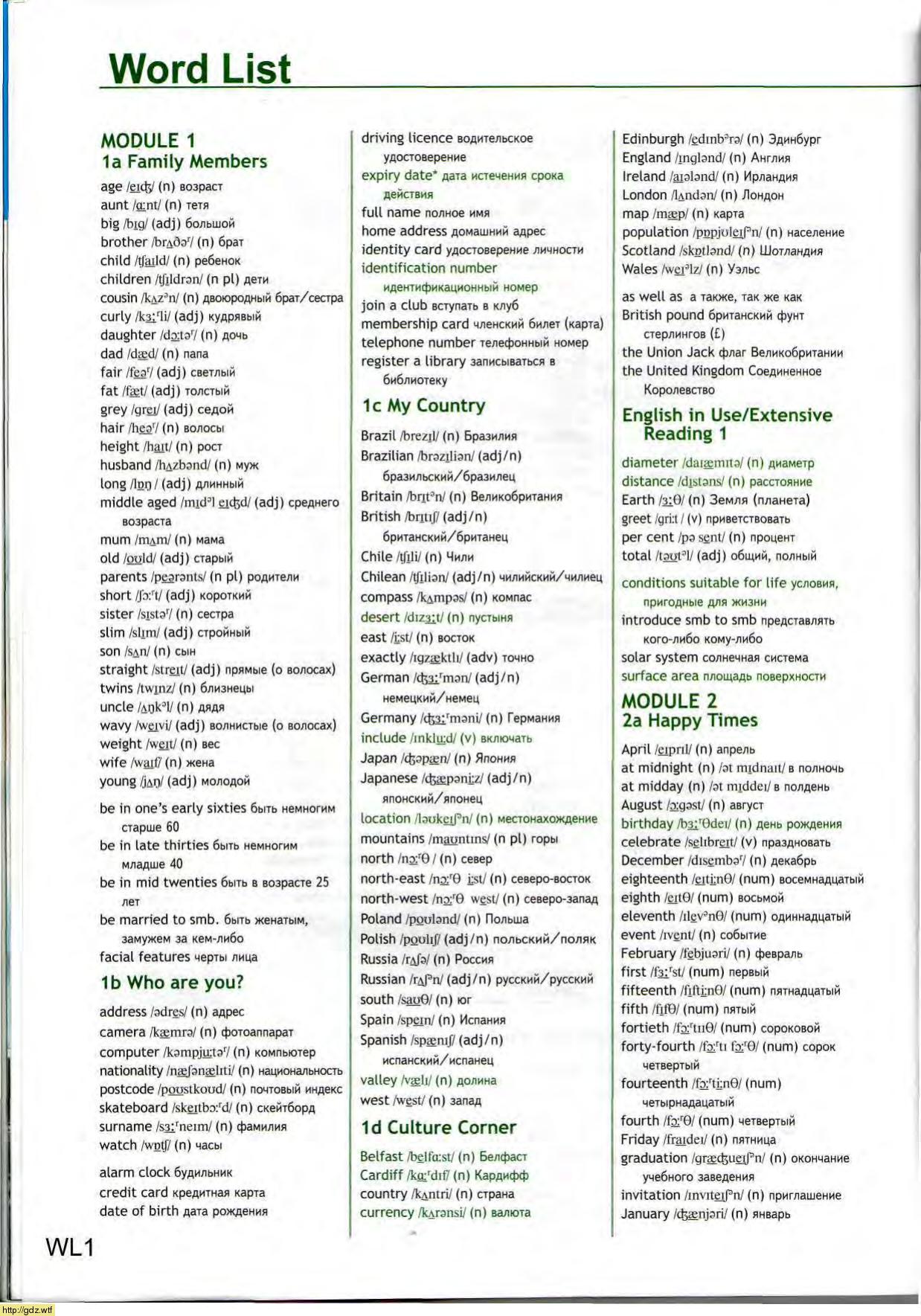 Word list учебник английского языка ваулина 6 класс